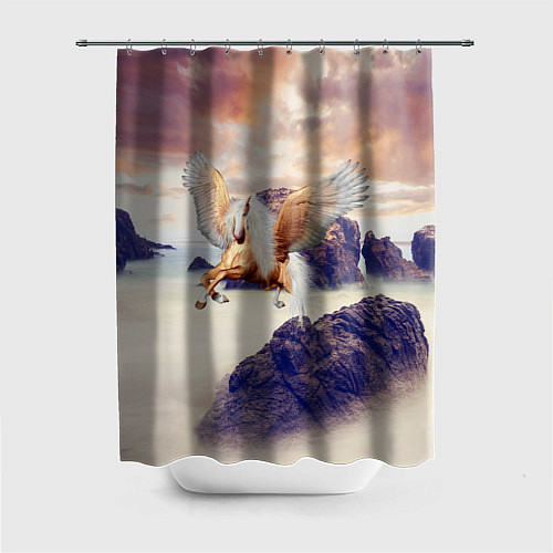 Шторка для ванной Sea Sunset Horse / 3D-принт – фото 1