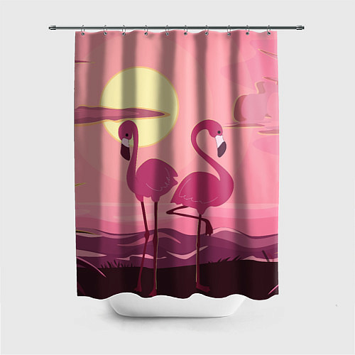 Шторка для ванной Фламинго / 3D-принт – фото 1