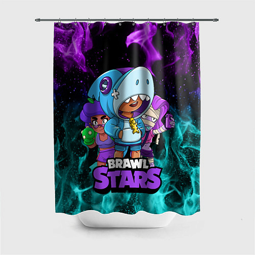 Шторка для ванной BRAWL STARS LEON SHARK / 3D-принт – фото 1