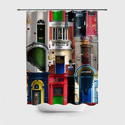 Шторка для душа London doors цифровой коллаж, цвет: 3D-принт