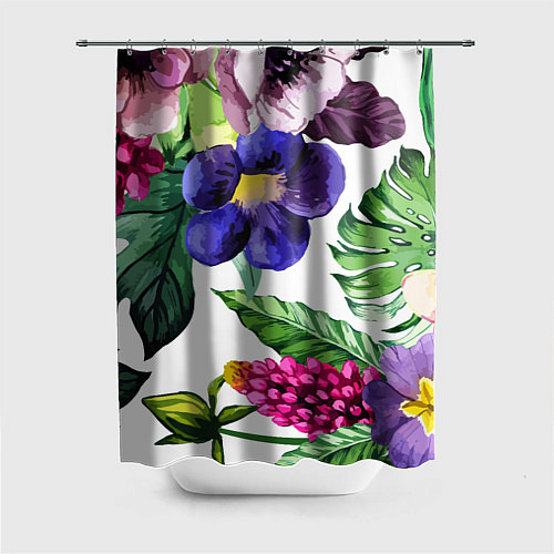 Шторка для ванной Цветы / 3D-принт – фото 1