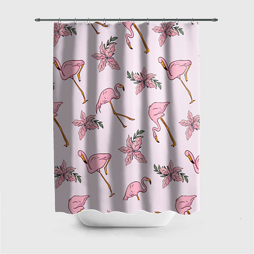 Шторка для ванной Розовый фламинго / 3D-принт – фото 1