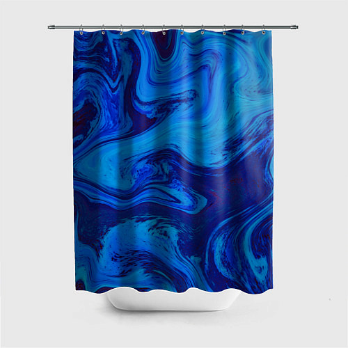 Шторка для ванной Абстракция синяя с голубым / 3D-принт – фото 1