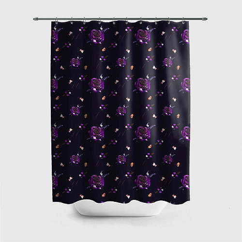 Шторка для ванной Фиолетовые розы на темном фоне / 3D-принт – фото 1