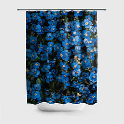 Шторка для душа Поле синих цветов фиалки лето, цвет: 3D-принт