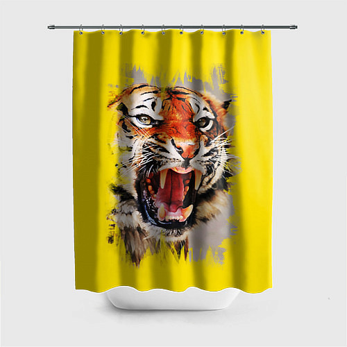 Шторка для ванной Оскал тигра / 3D-принт – фото 1