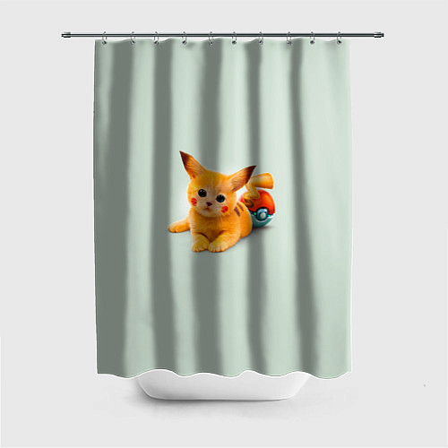 Шторка для ванной Котенок покемон пикачу арт / 3D-принт – фото 1