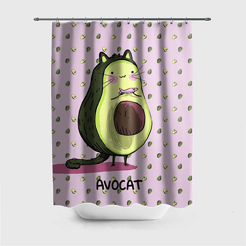 Шторка для ванной Авокадо Кот / 3D-принт – фото 1