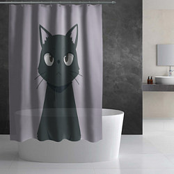 Шторка для душа Чёрный кот, цвет: 3D-принт — фото 2