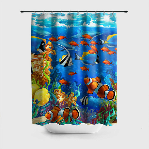 Шторка для ванной Коралловые рыбки / 3D-принт – фото 1
