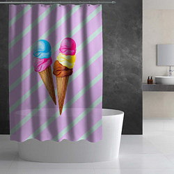 Шторка для душа Мороженое графический фон, цвет: 3D-принт — фото 2