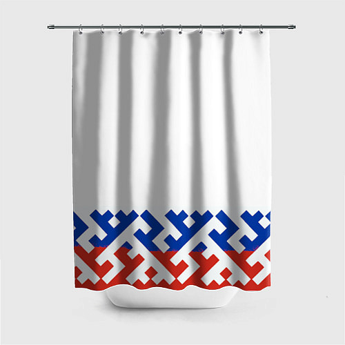 Шторка для ванной Русский орнамент в цветах флага / 3D-принт – фото 1