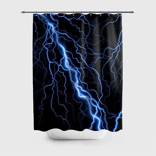 Шторка для ванной ГОЛУБАЯ МОЛНИЯ ГРОЗА / 3D-принт – фото 1