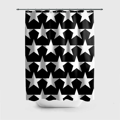 Шторка для ванной Белые звёзды на чёрном фоне 2 / 3D-принт – фото 1