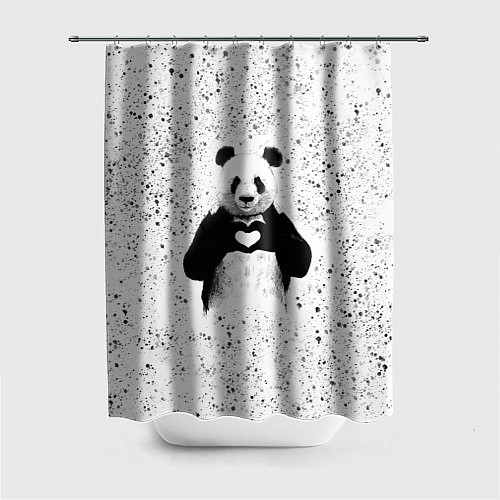Шторка для ванной Панда Любовь Сердце Брызги / 3D-принт – фото 1