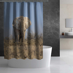 Шторка для душа Африканский белый слон, цвет: 3D-принт — фото 2