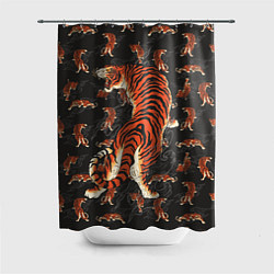 Шторка для душа Тигр-хищник, цвет: 3D-принт