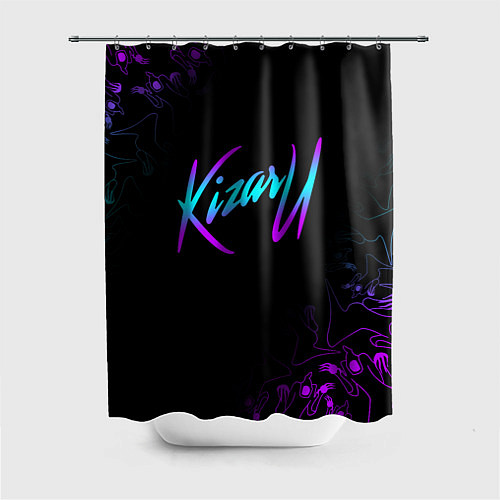 Шторка для ванной КИЗАРУ НЕОН ЛОГО KIZARU NEON / 3D-принт – фото 1