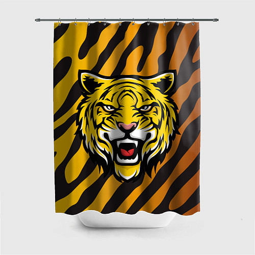 Шторка для ванной Рычащий тигр голова / 3D-принт – фото 1