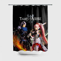 Шторка для душа Tales of Arise, Алфен и Шион, цвет: 3D-принт