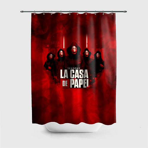 Шторка для ванной БУМАЖНЫЙ ДОМ - LA CASA DE PAPEL - BELLA CIAO / 3D-принт – фото 1