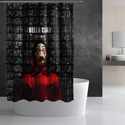 Шторка для душа БУМАЖНЫЙ ДОМ, LA CASA DE PAPEL BELLA CIAO, цвет: 3D-принт — фото 2