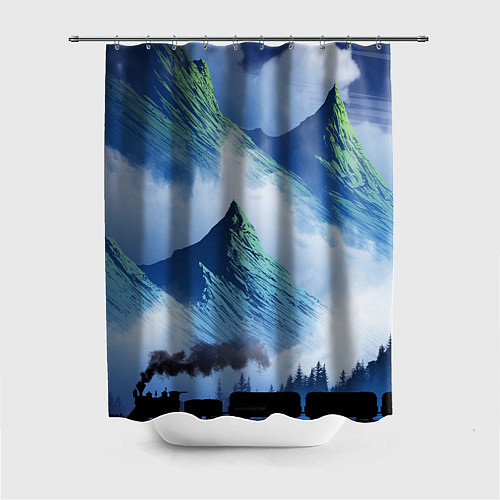 Шторка для ванной Поезд в горах / 3D-принт – фото 1