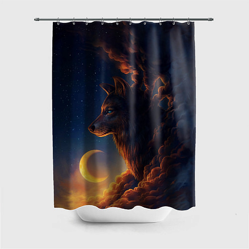 Шторка для ванной Ночной Волк Night Wolf / 3D-принт – фото 1
