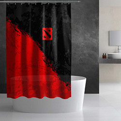 Шторка для душа DOTA 2 RED LOGO, БРЫЗГИ КРАСОК, цвет: 3D-принт — фото 2