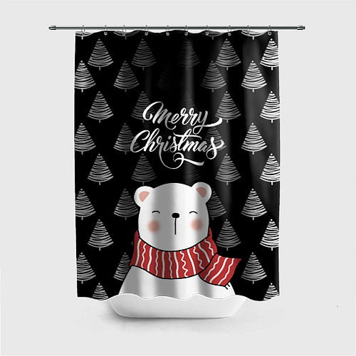 Шторка для ванной MERRY CHRISTMAS BEARS / 3D-принт – фото 1