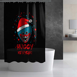 Шторка для душа Huggy New Year - Poppy Playtime новогодний Хагги В, цвет: 3D-принт — фото 2