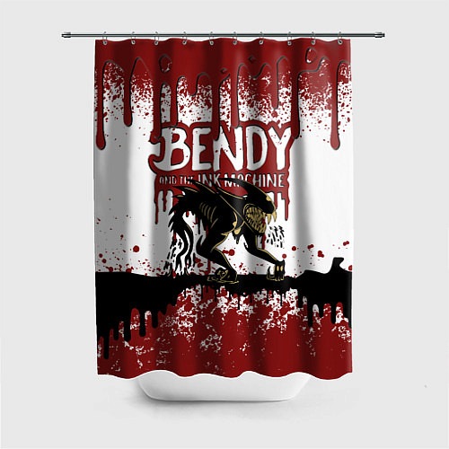 Шторка для ванной BLOOD BLACK AND WHITE BENDY AND THE INK MACHINE / 3D-принт – фото 1