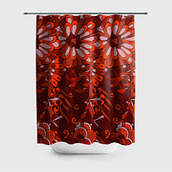 Шторка для ванной Красные цветы абстракция
