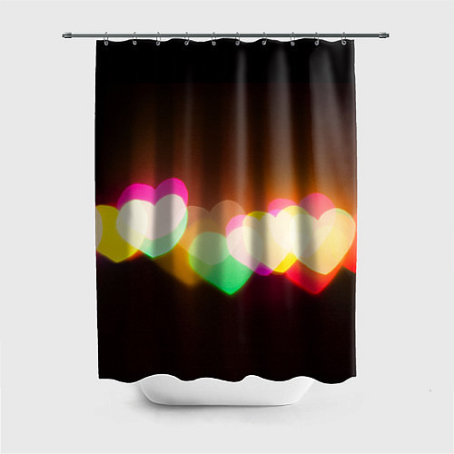 Шторка для ванной Горящие сердца всех цветов радуги / 3D-принт – фото 1