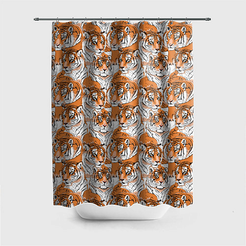 Шторка для ванной Тигры рисованный стиль / 3D-принт – фото 1