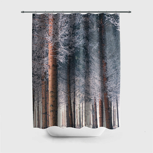 Шторка для ванной Зимний еловый лес / 3D-принт – фото 1