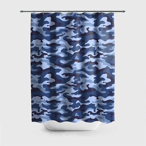 Шторка для ванной Синий Камуфляж Camouflage / 3D-принт – фото 1
