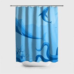 Шторка для душа МоРское Дно с Акулами, цвет: 3D-принт