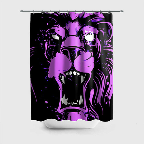 Шторка для ванной Neon pink lion / 3D-принт – фото 1