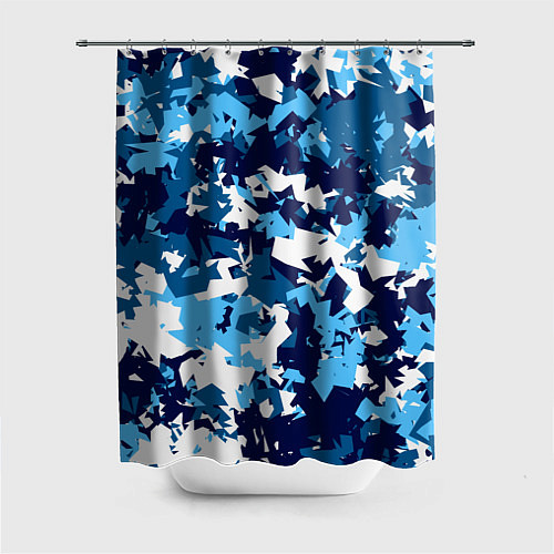 Шторка для ванной Сине-бело-голубой камуфляж / 3D-принт – фото 1