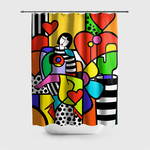 Шторка для ванной Romero Britto - valentines day / 3D-принт – фото 1