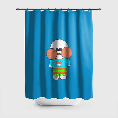 Шторка для ванной Лалафанфан Бумажная Уточка на синем / 3D-принт – фото 1