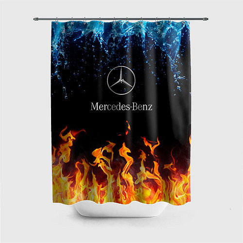 Шторка для ванной Mercedes-Benz: Вода и Огонь / 3D-принт – фото 1