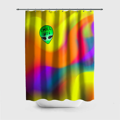 Шторка для ванной Chill out зеленый человечек / 3D-принт – фото 1