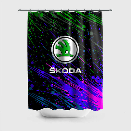 Шторка для ванной Skoda разноцветные брызги / 3D-принт – фото 1