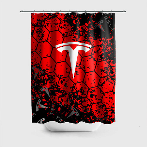 Шторка для ванной Tesla Logo соты / 3D-принт – фото 1