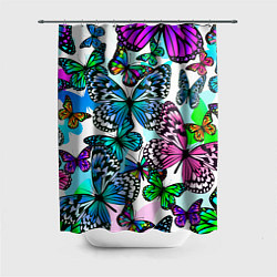 Шторка для ванной Рой цветных бабочек