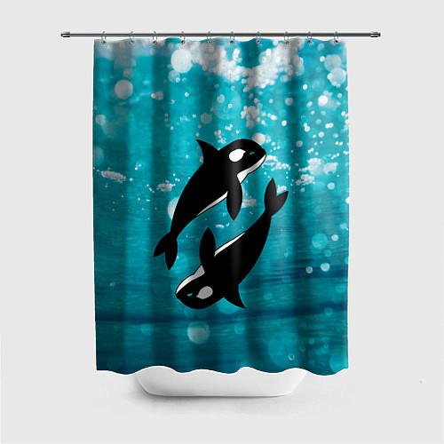 Шторка для ванной Кит косатка в океане / 3D-принт – фото 1