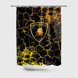 Шторка для душа Lamborghini золотые трещины, цвет: 3D-принт