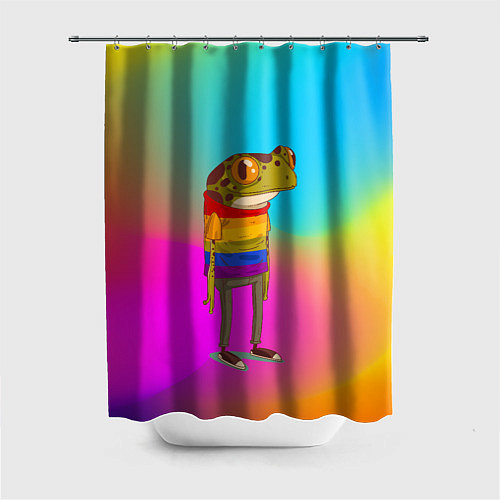 Шторка для ванной Радужная лягушка Rainbow Frog / 3D-принт – фото 1